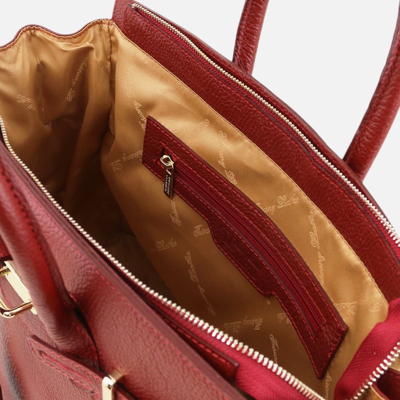 TL Bag Leather handbag with golden hardware - Κόκκινο - Image 4