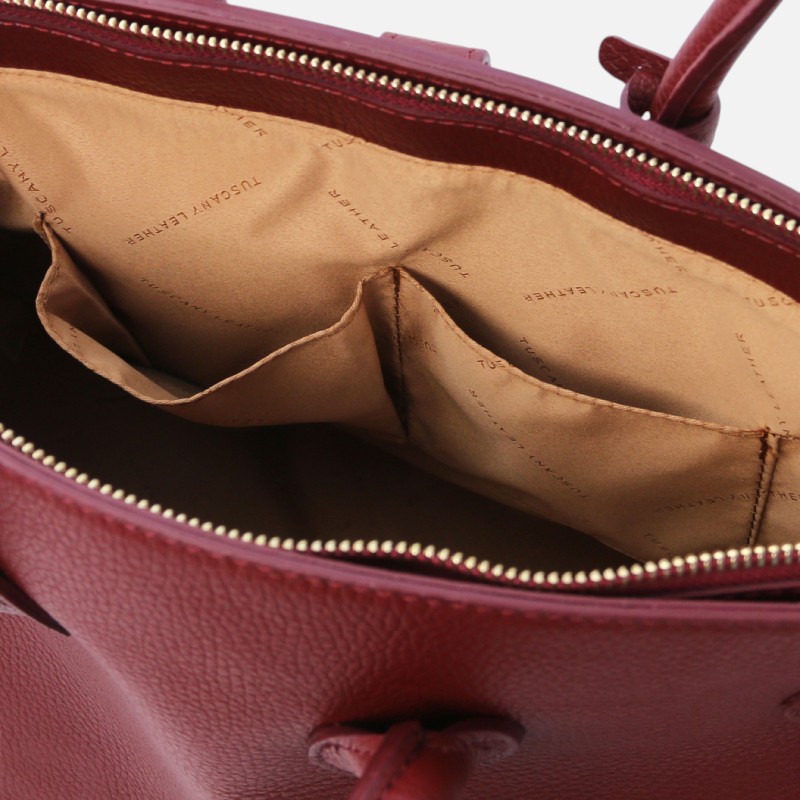 TL Bag Leather handbag with golden hardware - Κόκκινο - Image 3
