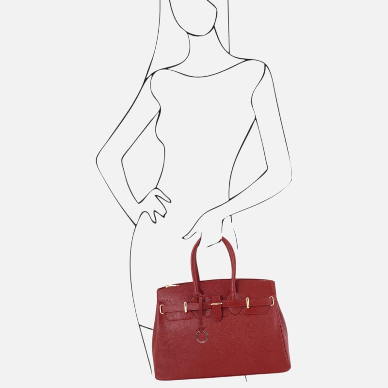 TL Bag Leather handbag with golden hardware - Κόκκινο - Image 8