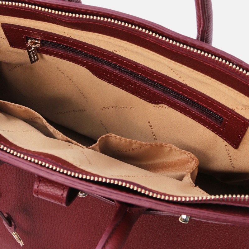 TL Bag Leather handbag with golden hardware - Κόκκινο - Image 5