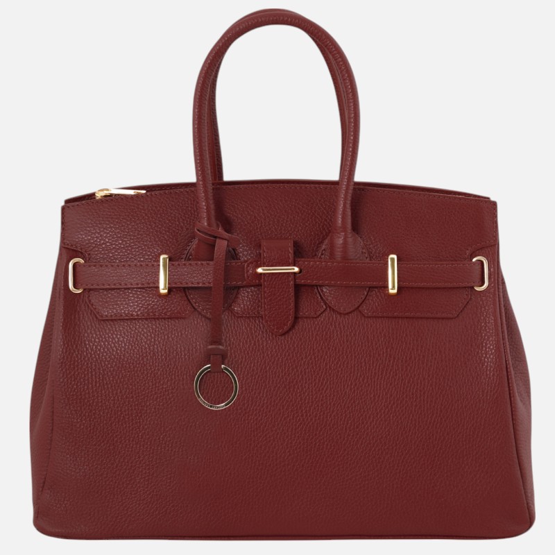 TL Bag Leather handbag with golden hardware - Κόκκινο