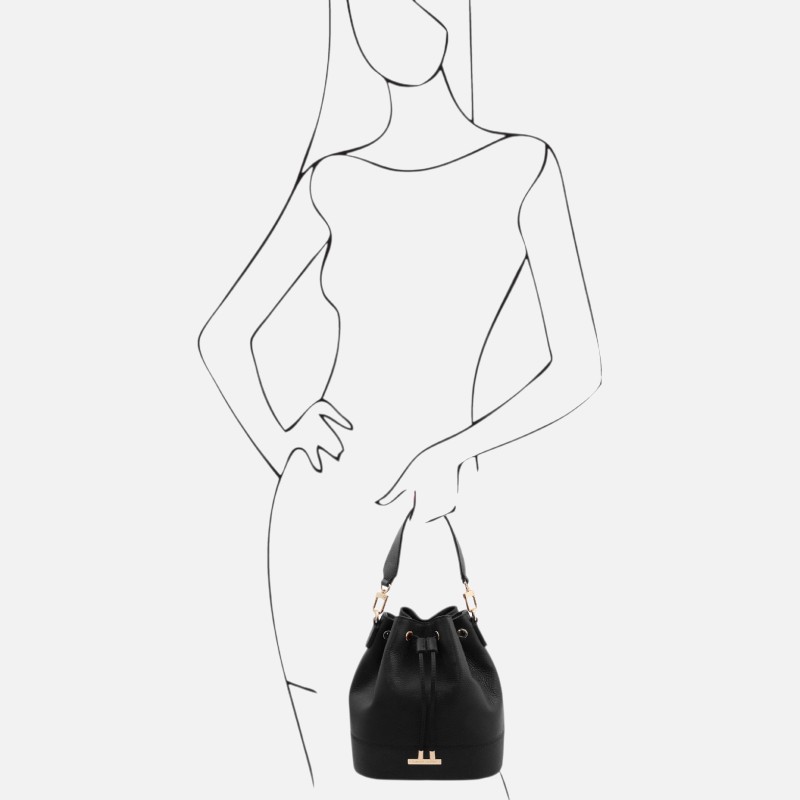 TL Bag Leather bucket bag - Μαύρο - Image 6