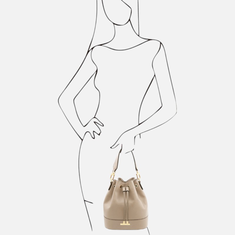 TL Bag Leather bucket bag - Σταχτί ανοιχτό - Image 6