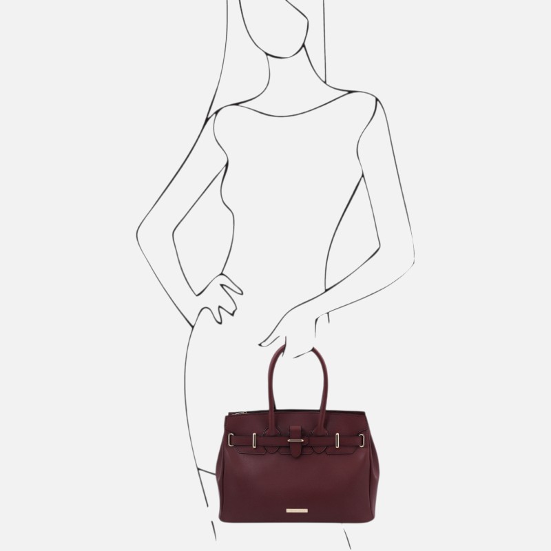 TL Bag Leather handbag - Μπορντώ - Image 7