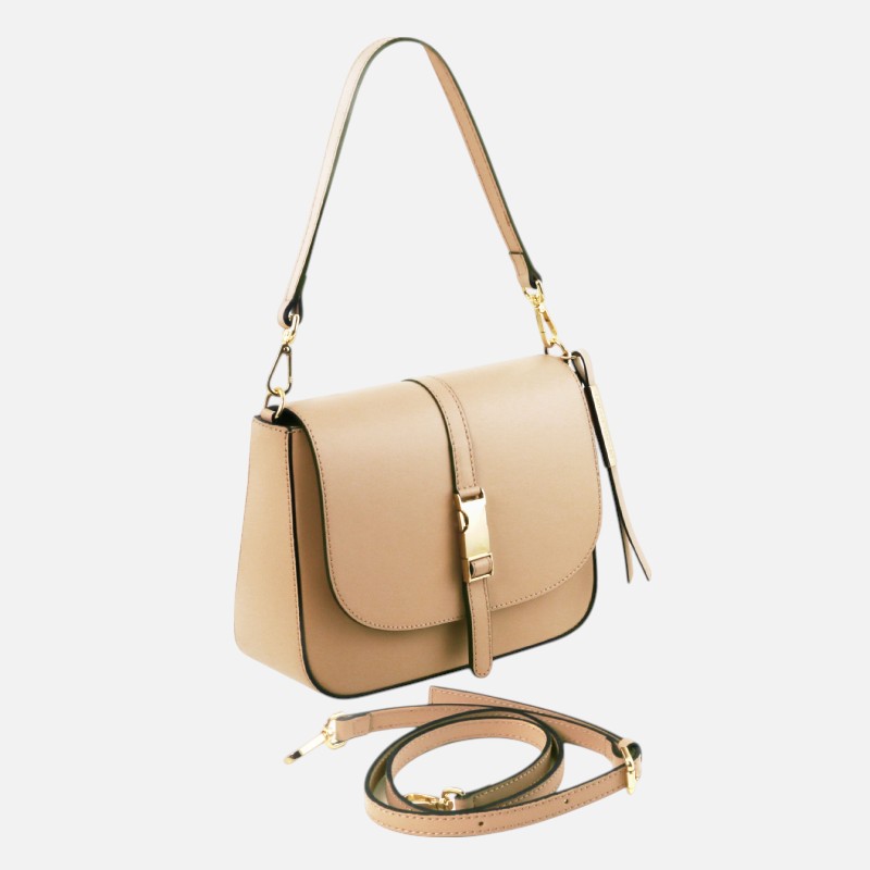Nausica Leather shoulder bag - Σαμπανιζέ - Image 2