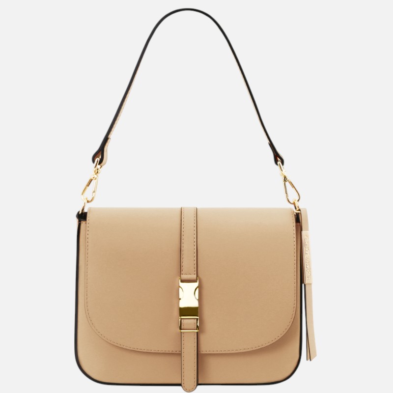 Nausica Leather shoulder bag - Σαμπανιζέ