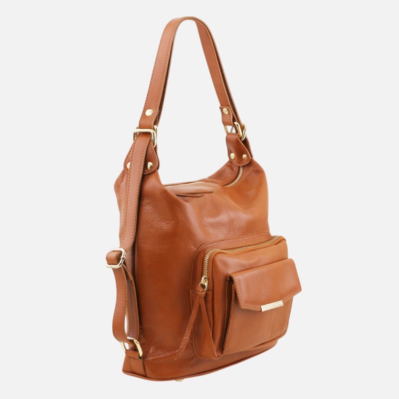 TL Bag Leather convertible backpack shoulderbag - Κόκκινο - Image 4