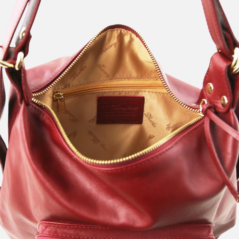 TL Bag Leather convertible backpack shoulderbag - Κόκκινο - Image 2