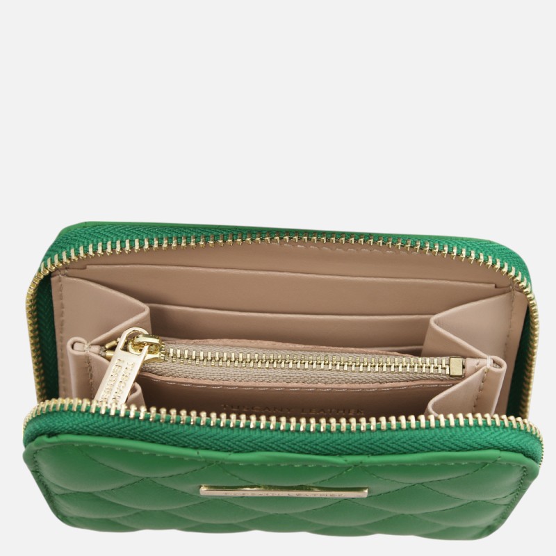 Teti Exclusive zip around soft leather wallet - Πράσινο - Image 4