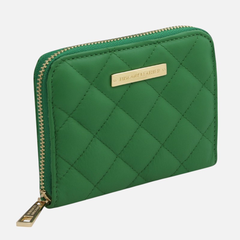 Teti Exclusive zip around soft leather wallet - Πράσινο - Image 2