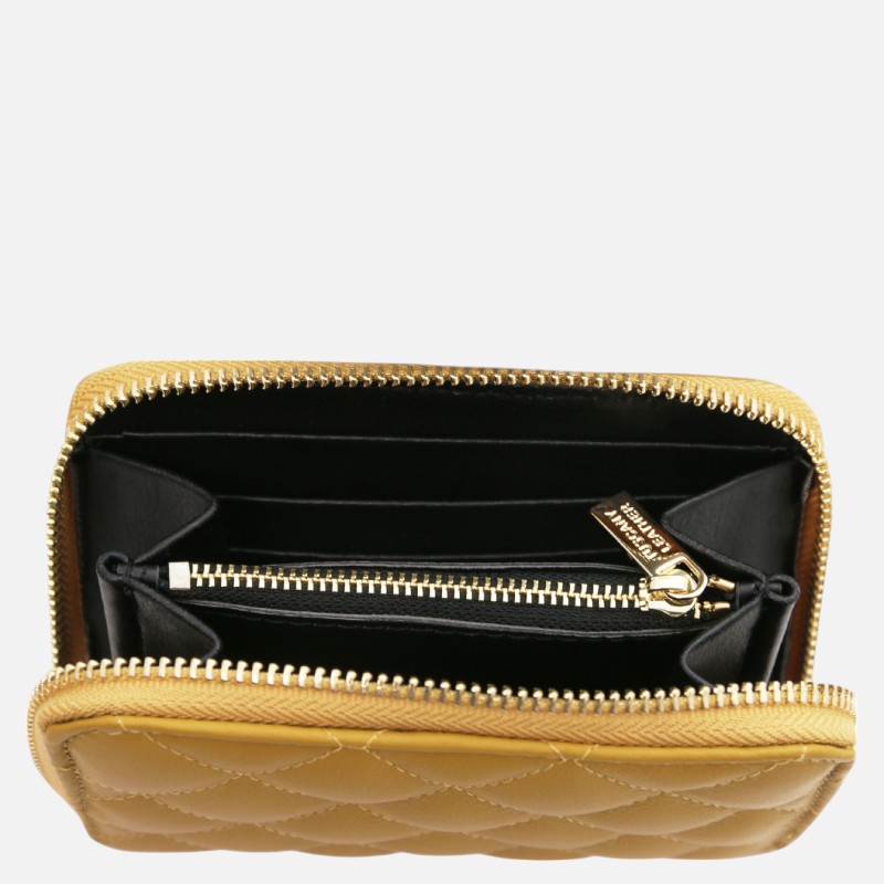 Teti Exclusive zip around soft leather wallet - Μουσταρδί - Image 3