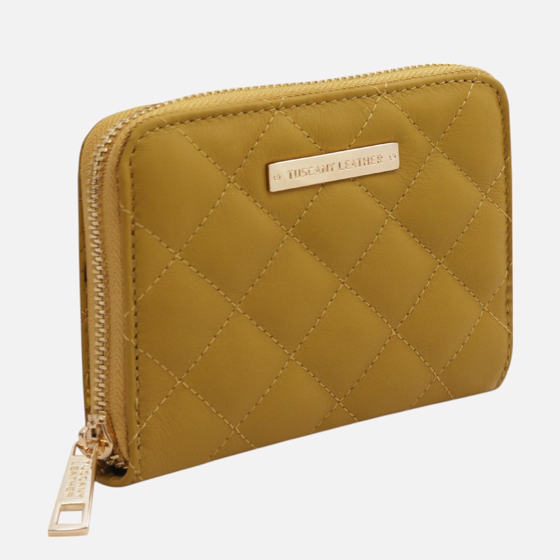 Teti Exclusive zip around soft leather wallet - Μουσταρδί - Image 2