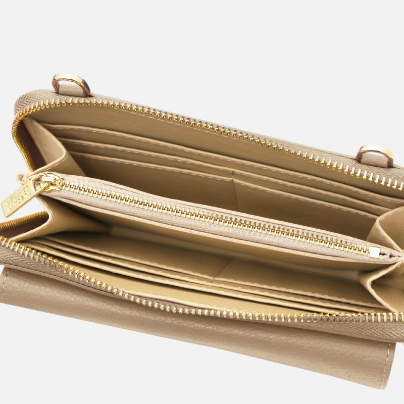 Urania Leather wallet/phone holder with strap - Σταχτί ανοιχτό - Image 3