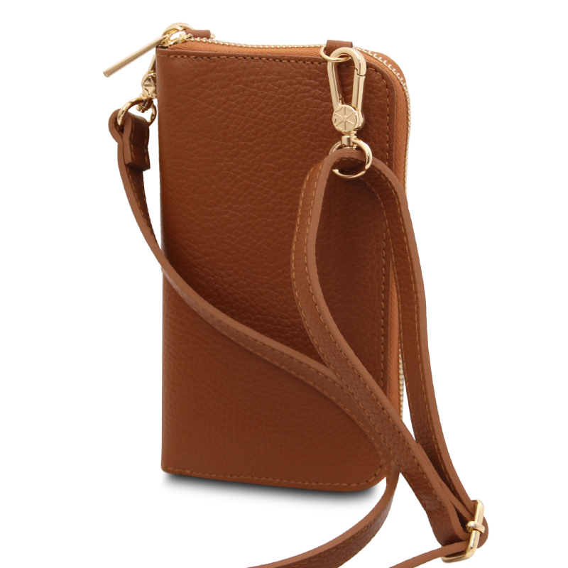 TL Bag Leather wallet/phone holder with strap - Κονιάκ - Image 6