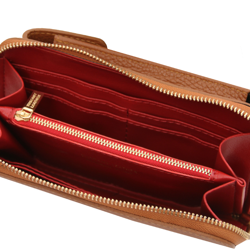 TL Bag Leather wallet/phone holder with strap - Κονιάκ - Image 4
