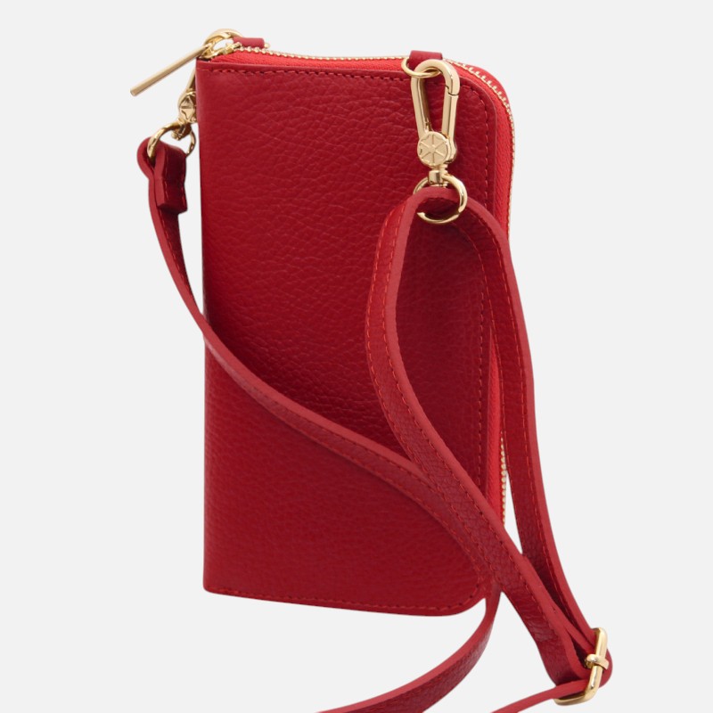 TL Bag Leather wallet/phone holder with strap - Lipstick Red - Image 5