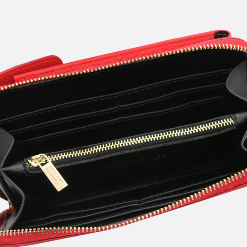 TL Bag Leather wallet/phone holder with strap - Lipstick Red - Image 3