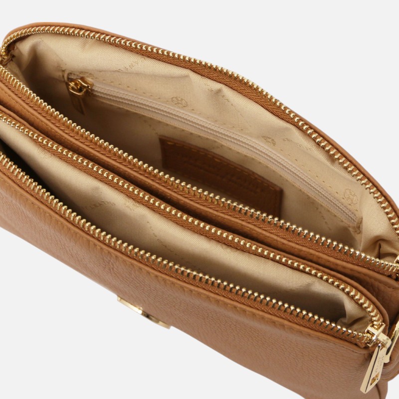 Lily Soft leather shoulder bag - Κάραμελ - Image 3