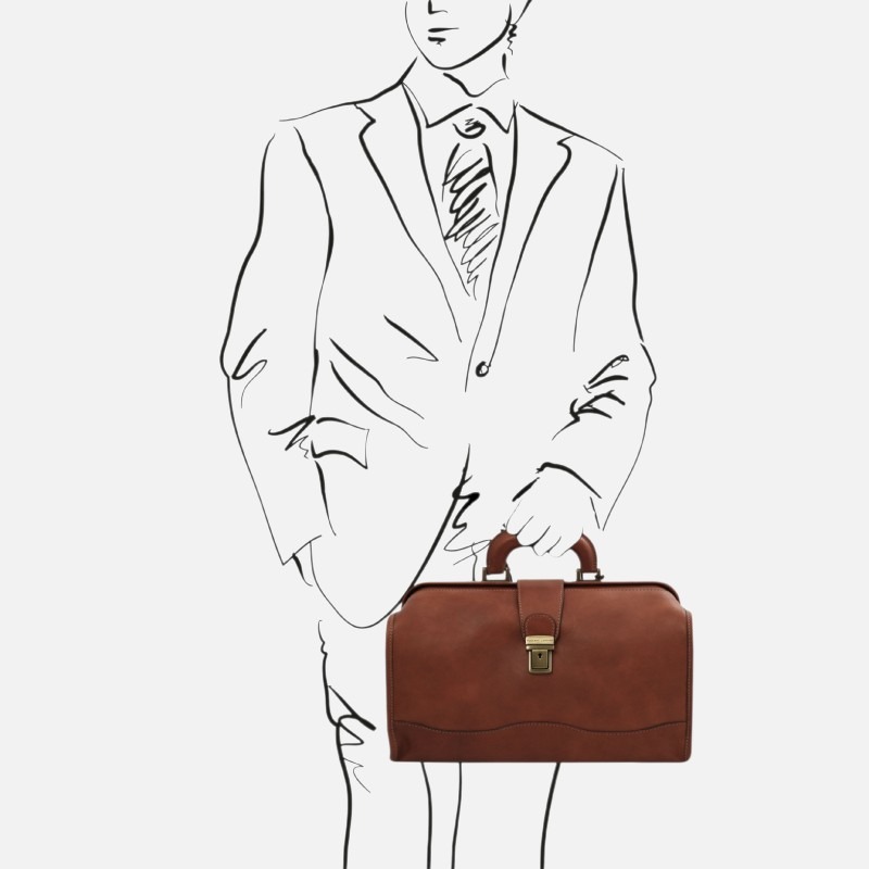 Raffaello Doctor leather bag - Καφέ - Image 8