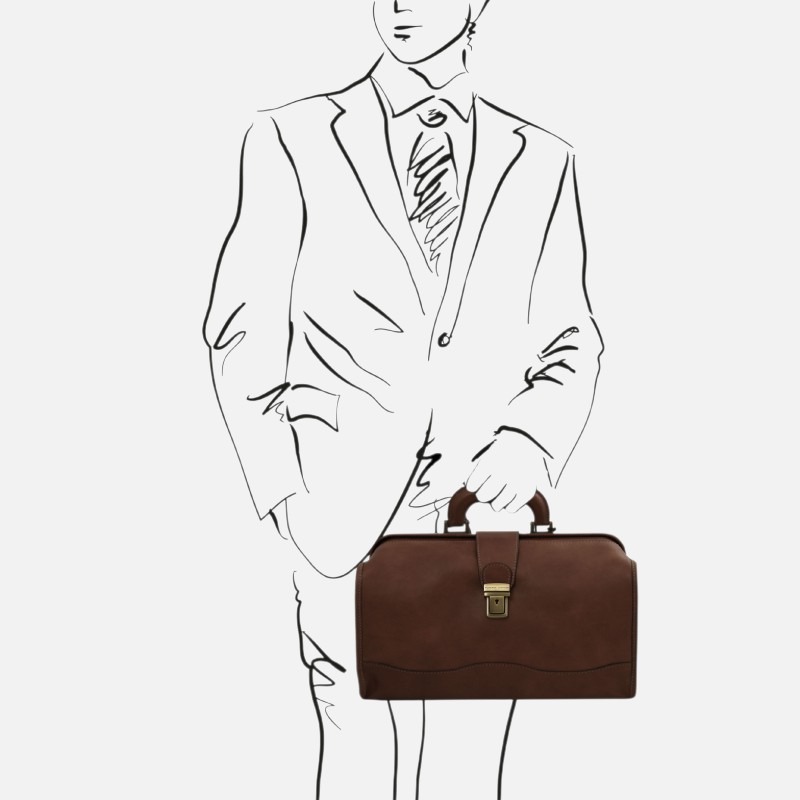 Raffaello Doctor leather bag - Καφέ σκούρο - Image 7