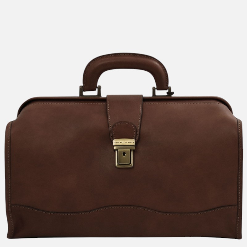 Raffaello Doctor leather bag - Καφέ σκούρο
