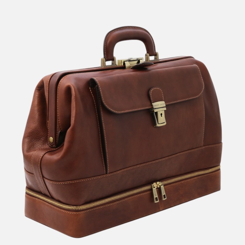 Giotto Exclusive double-bottom leather doctor bag - Καφέ - Image 2