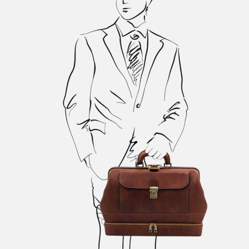 Giotto Exclusive double-bottom leather doctor bag - Καφέ - Image 9