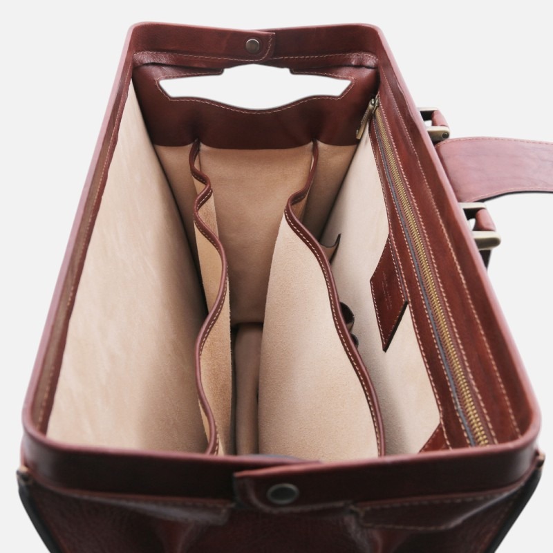 Canova Leather Doctor bag briefcase 3 compartments - Καφέ σκούρο - Image 6