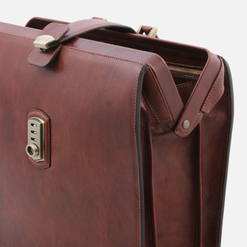 Canova Leather Doctor bag briefcase 3 compartments - Καφέ σκούρο - Image 4