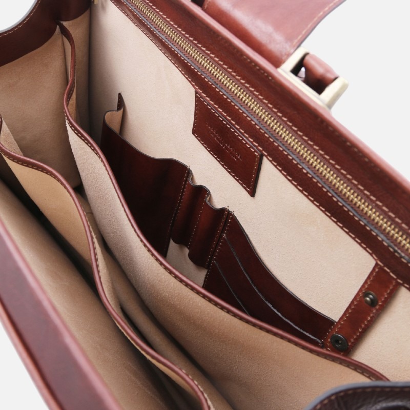 Canova Leather Doctor bag briefcase 3 compartments - Καφέ σκούρο - Image 5