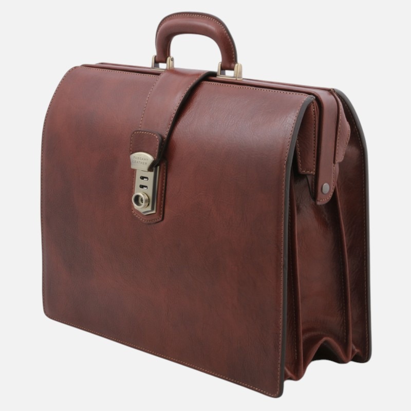 Canova Leather Doctor bag briefcase 3 compartments - Καφέ σκούρο - Image 3