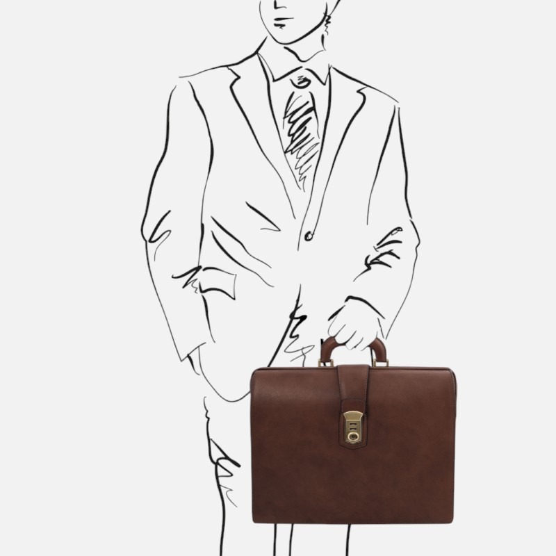 Canova Leather Doctor bag briefcase 3 compartments - Καφέ σκούρο - Image 2