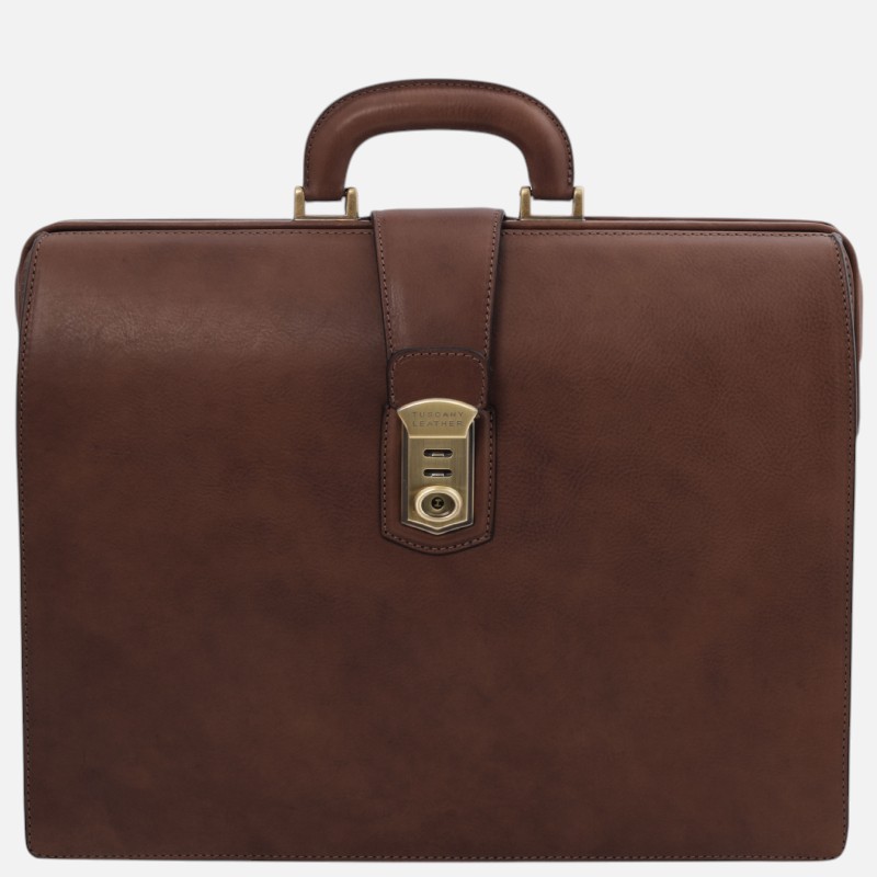 Canova Leather Doctor bag briefcase 3 compartments - Καφέ σκούρο