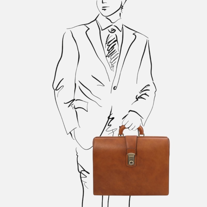 Canova Leather Doctor bag briefcase 3 compartments - Φυσικό - Image 7