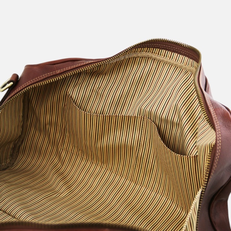 Lisbona Travel leather duffle bag - Small size - Καφέ σκούρο - Image 7