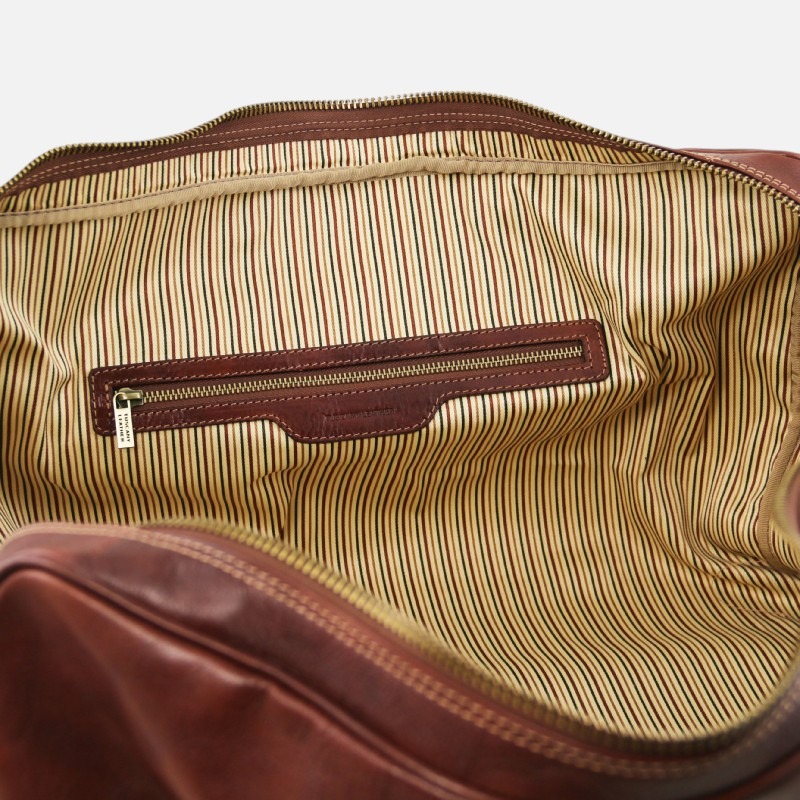 Lisbona Travel leather duffle bag - Small size - Καφέ σκούρο - Image 6