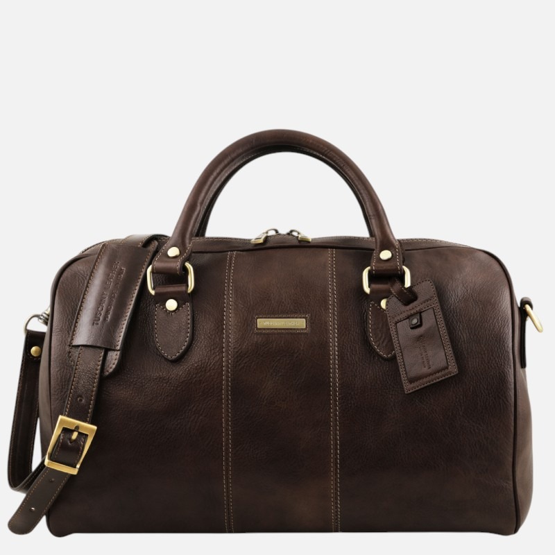 Lisbona Travel leather duffle bag - Small size - Καφέ σκούρο