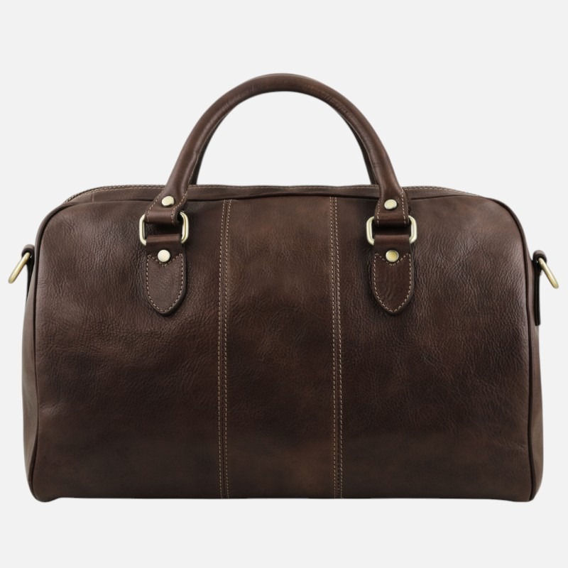 Lisbona Travel leather duffle bag - Small size - Καφέ σκούρο - Image 4