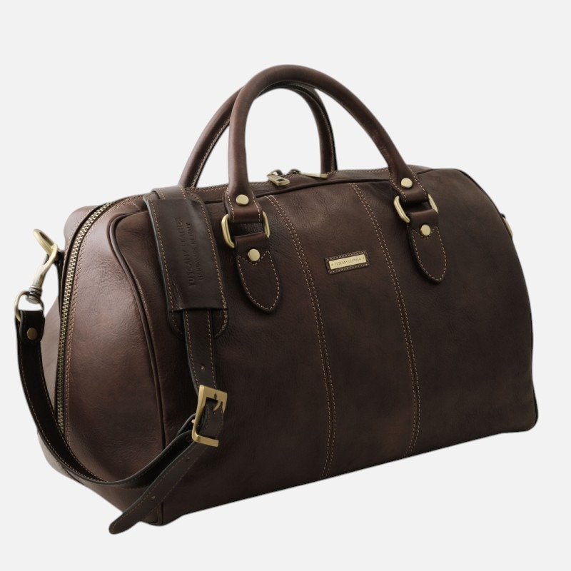 Lisbona Travel leather duffle bag - Small size - Καφέ σκούρο - Image 2
