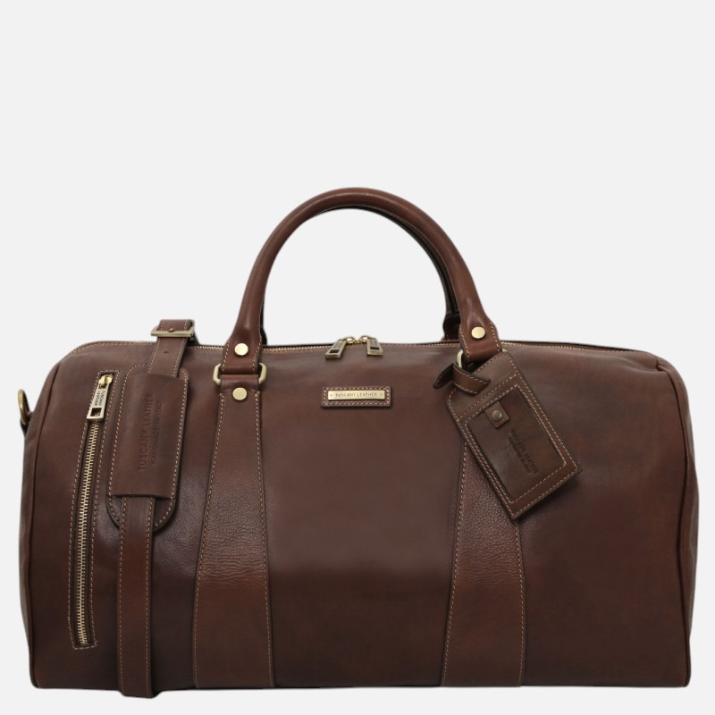 TL Voyager Travel leather duffle bag - Large size - Καφέ σκούρο