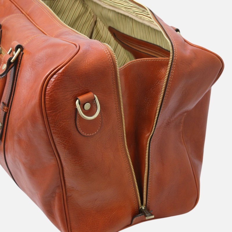 TL Voyager Leather travel bag with front pocket - Καφέ σκούρο - Image 7