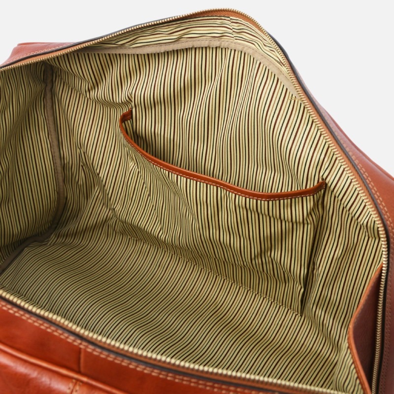 TL Voyager Leather travel bag with front pocket - Καφέ σκούρο - Image 5