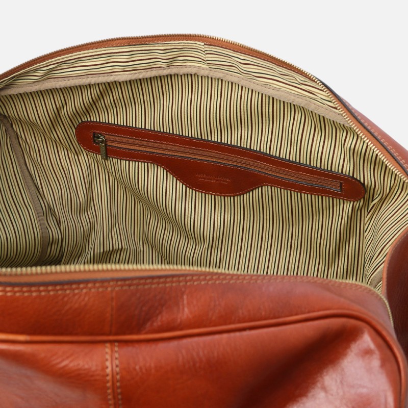 TL Voyager Leather travel bag with front pocket - Καφέ σκούρο - Image 3