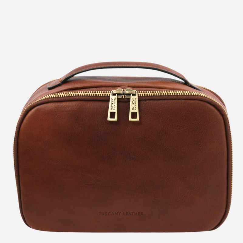 Marvin Leather toiletry bag - Καφέ