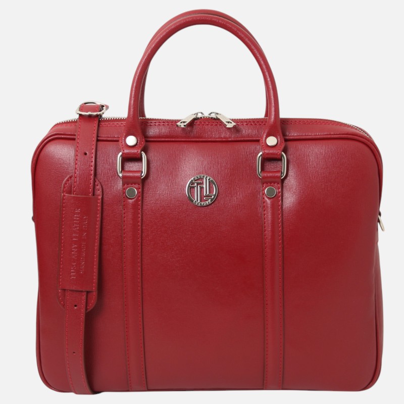 Prato Exclusive Saffiano leather laptop case - Κόκκινο