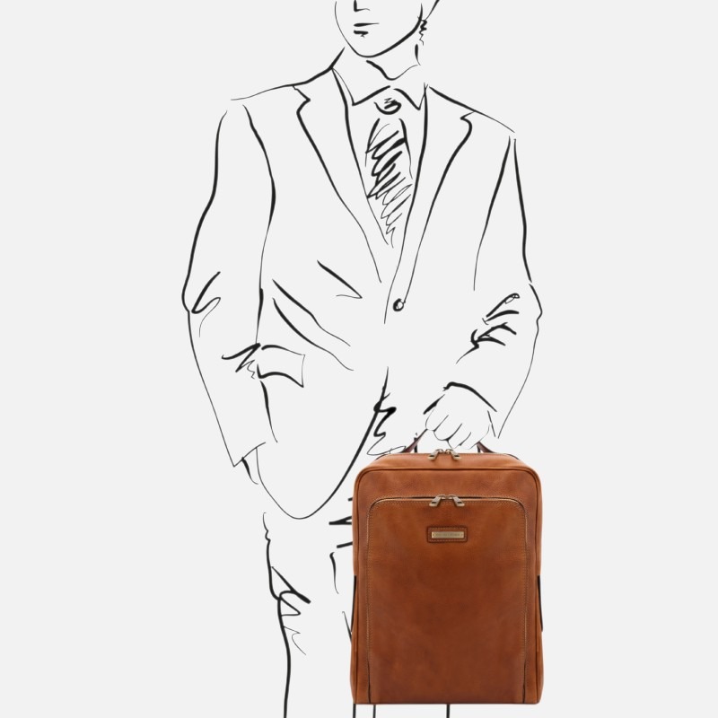 Bangkok Leather laptop backpack - Φυσικό - Image 2