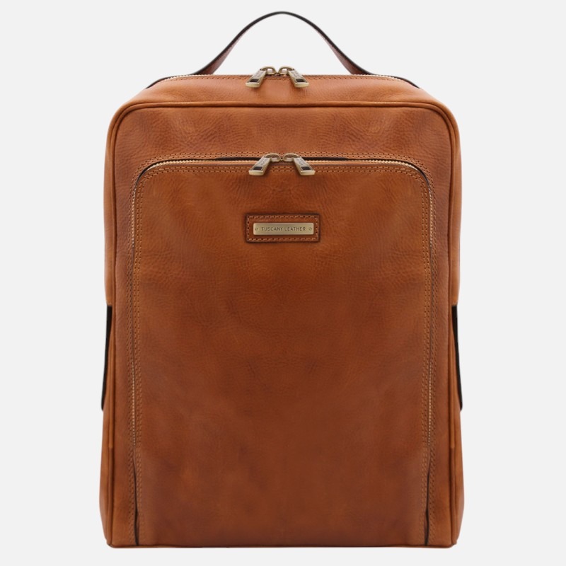 Bangkok Leather laptop backpack - Φυσικό