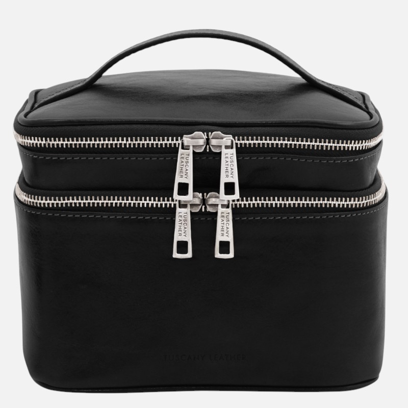 Eliot Leather toiletry bag - Μαύρο