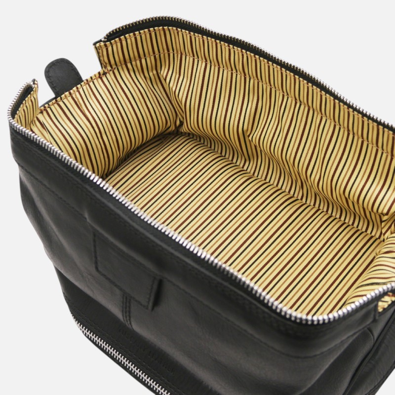Jacob Leather toilet bag - Μαύρο - Image 4