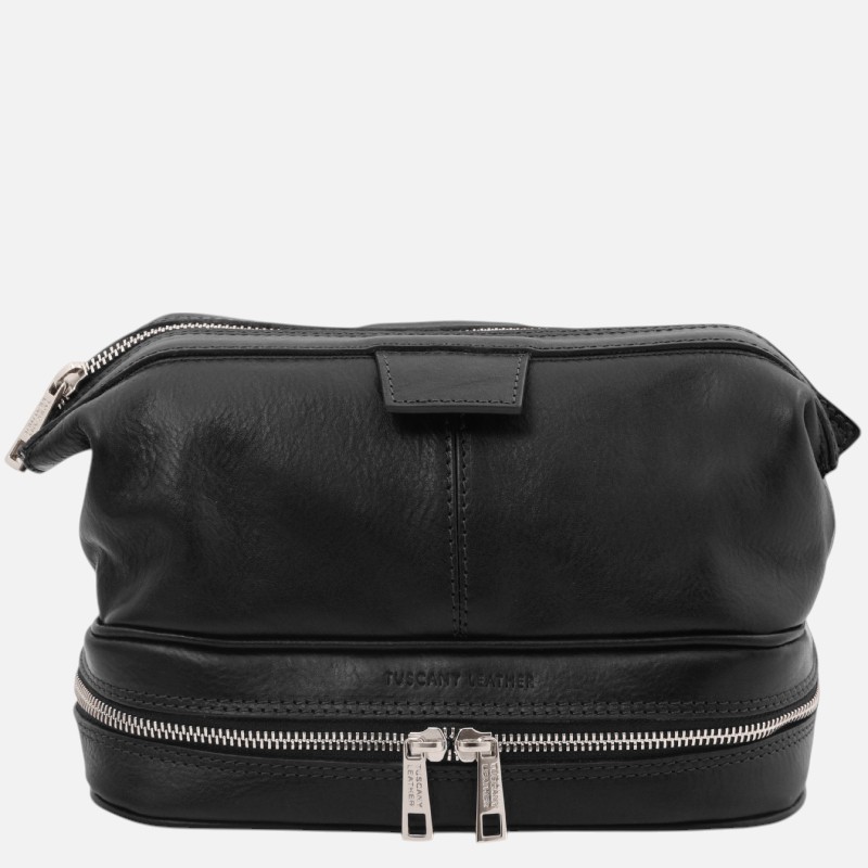 Jacob Leather toilet bag - Μαύρο